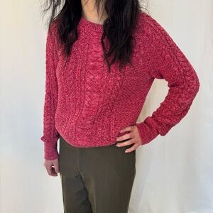 GAP Women's Pink Cable Knit Pullover Sweater Size M Casual Fall
